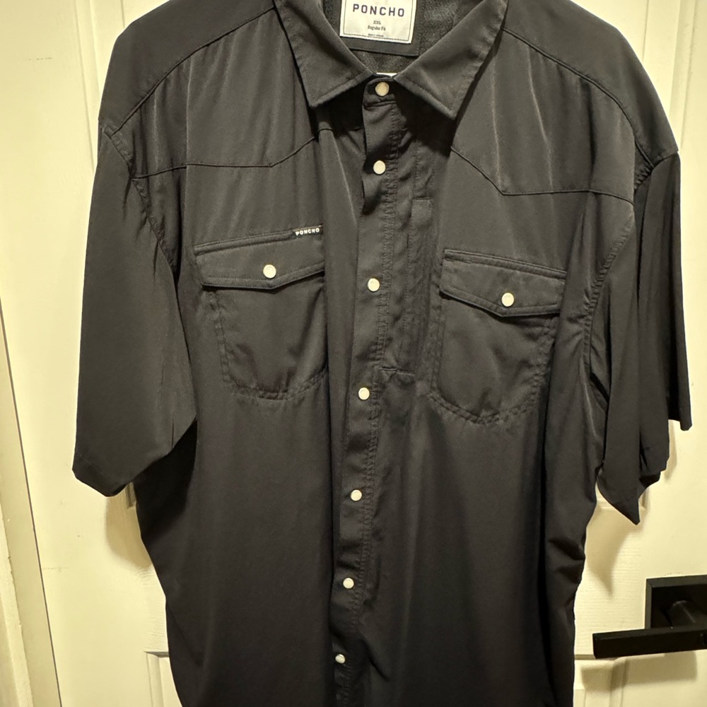 Men's Black Western Style Button Down Short Sleeve Shirt